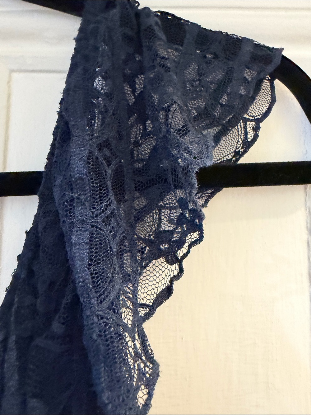 Suzy Shier Navy Lace Flutter-Sleeve A-Line Dress - Picture 4 of 8